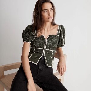 Madewell Patchwork Puff-Sleeve Top